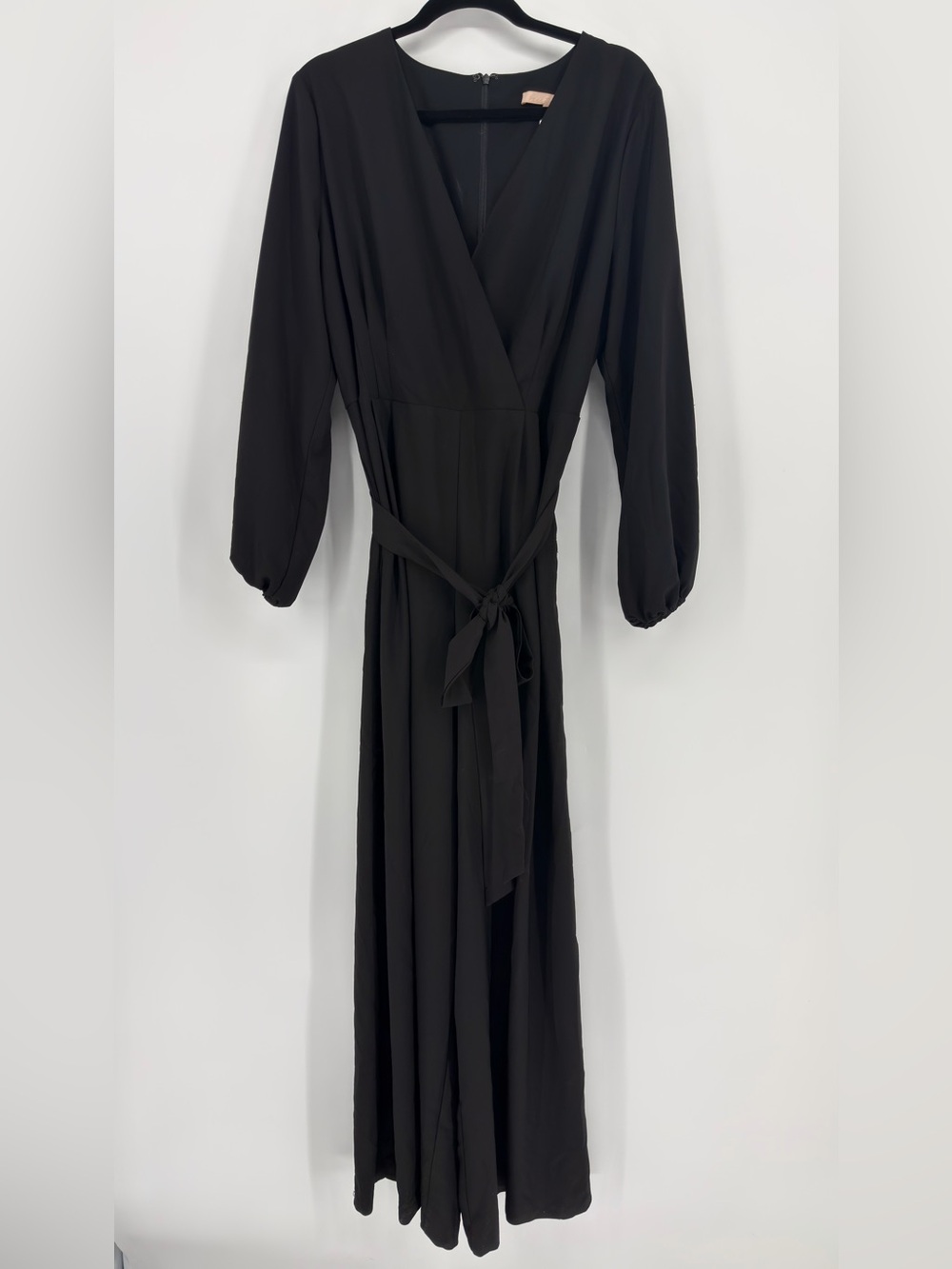 Hutch Black Long Sleeve‎ Wrap Top Wide Leg Jumpsuit with Waist Tie Size 16W
